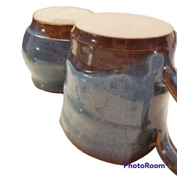 Lot of 2 Blue Denim Glaze Artist Coffee Mug Set, Signed DYW, NWOB - Picture 7 of 9